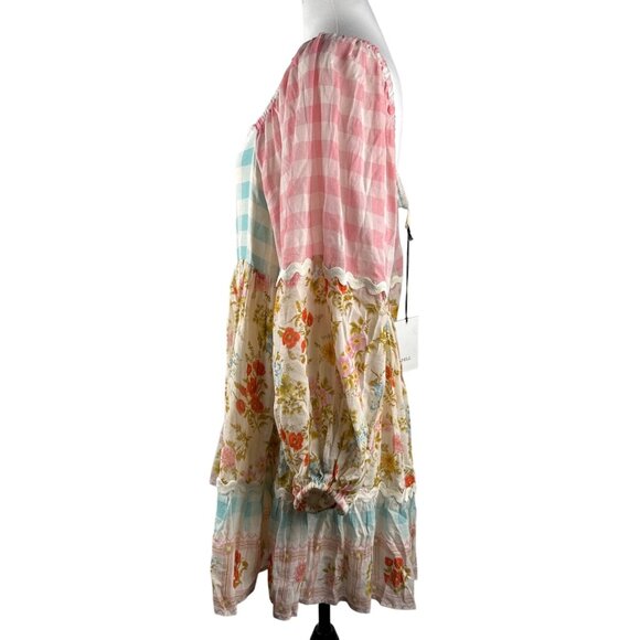 SPELL Women's Tunic Dress Pastel Floral Smocking Long Sleeve 233113N Size L - Picture 4 of 15